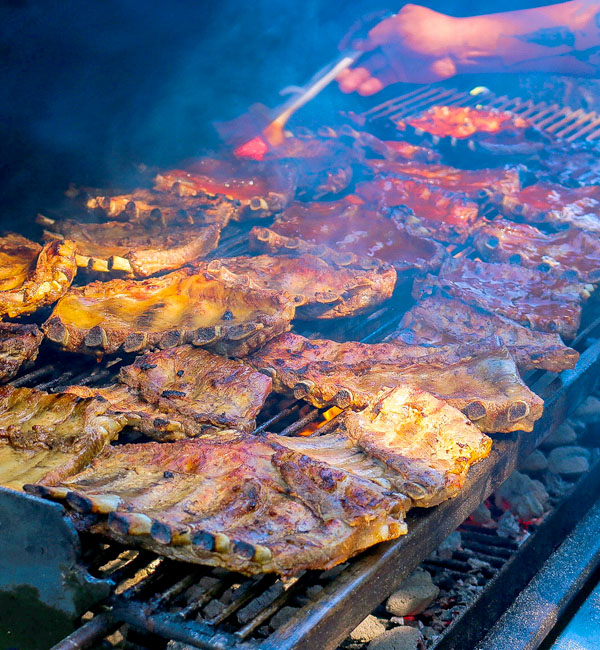 Ribs being grilled, catering services, fullerton California